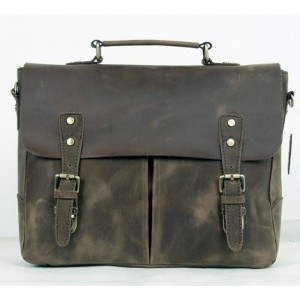 grey leather briefcase