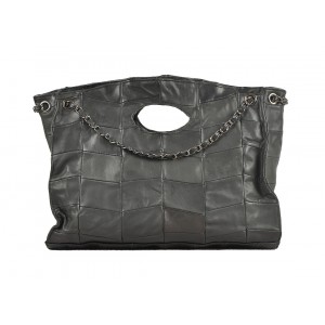 black leather handbag