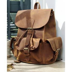 coffee womens leather backpack