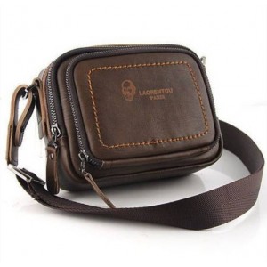 Coffee waist pouch bag, Small leather messenger bag
