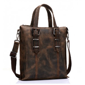 Distressed leather messenger bag men, leather travel bag