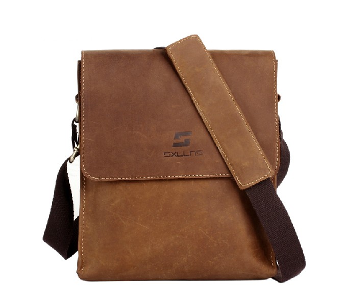 Mens vintage leather messenger bag, crossbody bag - BagsWish