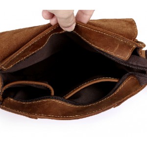 brown Mens vintage leather messenger bag