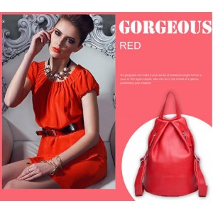 RED ladies leather backpack purse