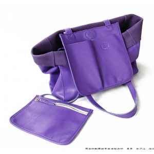 purple leather tote