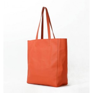 orange leather shopping bag