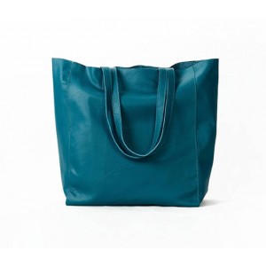 Green leather tote