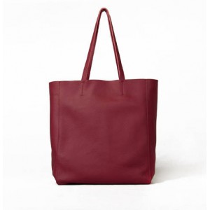 red leather shopping bag