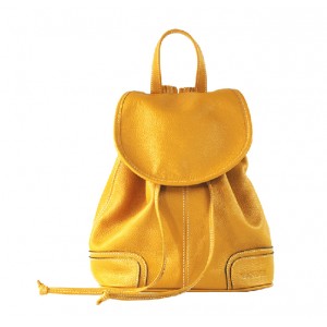 yellow Womans leather backpack