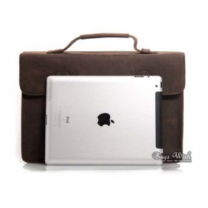 coffee Crazy horse leather briefcase