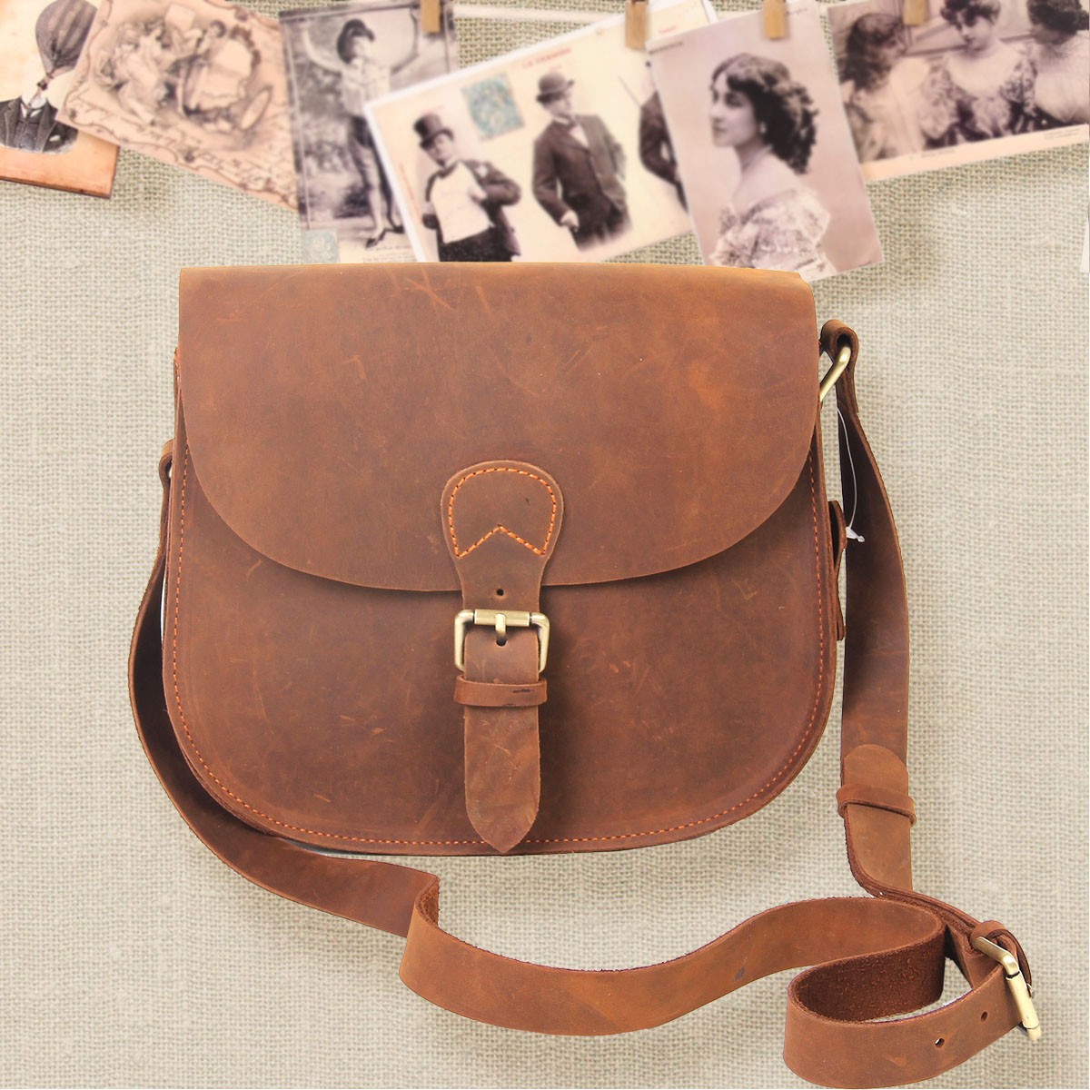 Vintage leather messenger bags for women, green leather messenger bag - BagsWish