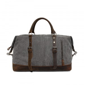 grey retro leather washed canvas bags