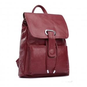 wine red genuine leather backpack