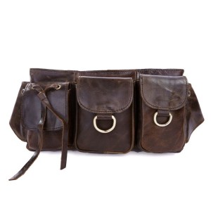 Leather fanny pack, classic coffee leather purse