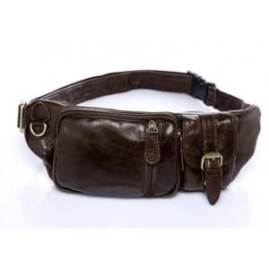 coffee leather waist hip bag