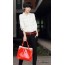 red patent leather handbag