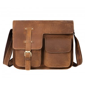 BROWN Mens Leather Messenger Bags