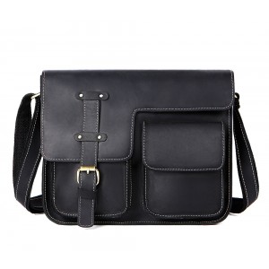 BLACK Mens Leather Messenger Bags