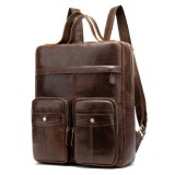 Cowhide Laptop Backpack, High-capacity Travel Rucksack