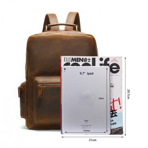 High-capacity Cowhide Journey Rucksack