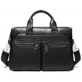 BLACK 14 Inch Notebook Leather Shoulder Bag