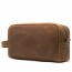 BROWN Small Leather Clutch Bag For Journey