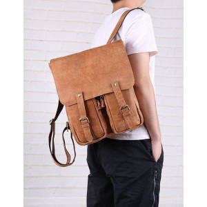 Cowhide Leather Backpack Laptop Man