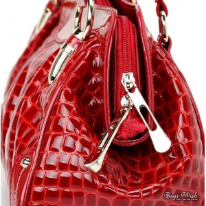 red leather satchel bag