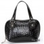 black leather purse and handbag