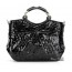 black leather messenger handbag