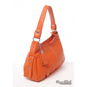 Leather hand bag orange