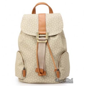 beige rugged leather backpack