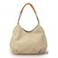 Satchel leather handbag beige