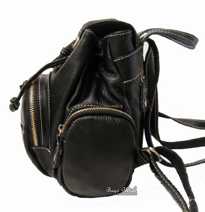 Black Leather Large Backpack Women's | IUCN Water