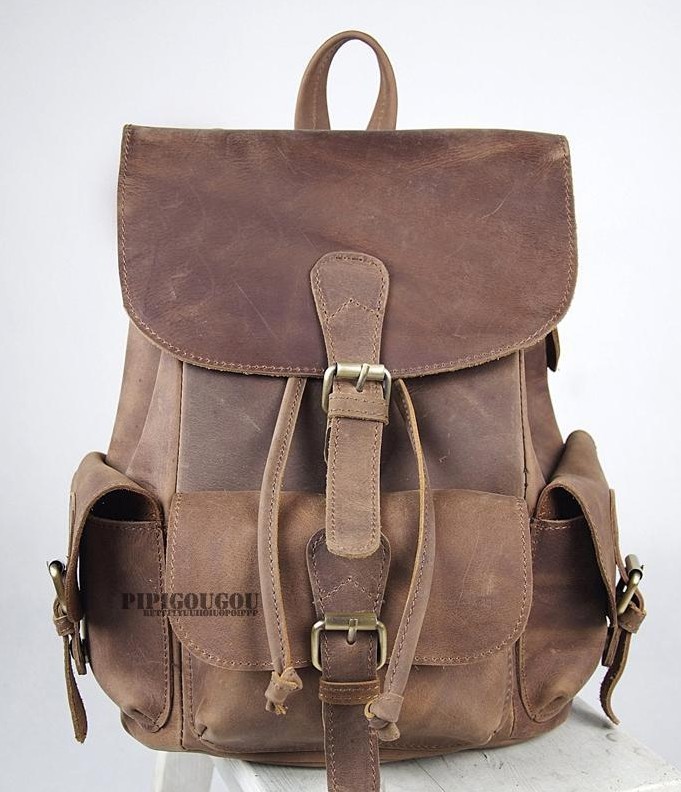 Vintage leather backpack, womens leather backpack - BagsWish