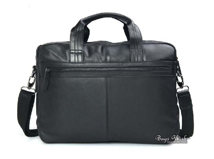 Mens soft leather briefcase, black natural leather briefcase - BagsWish