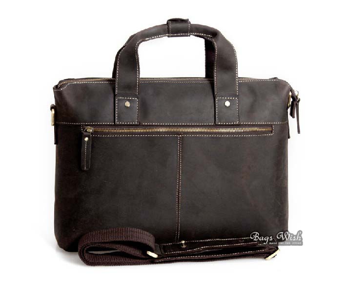 Mens briefcase bag, coffee old leather briefcase - BagsWish