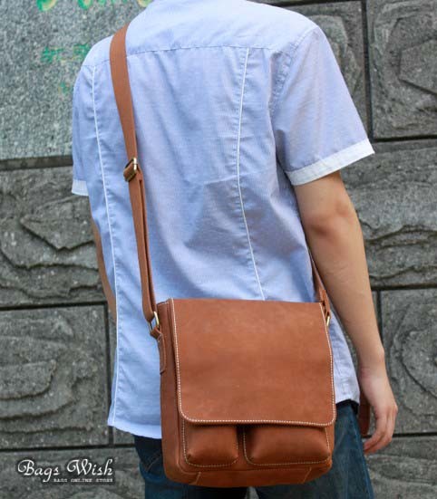 Mens leather messenger bag, brown mens leather satchel - BagsWish