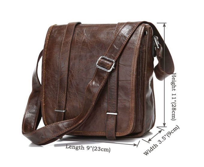 Mens shoulder bag coffee, mens messenger leather bag - BagsWish
