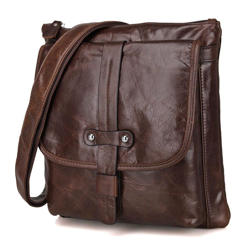 Mens small messenger bag, coffee mens vintage leather bag - BagsWish