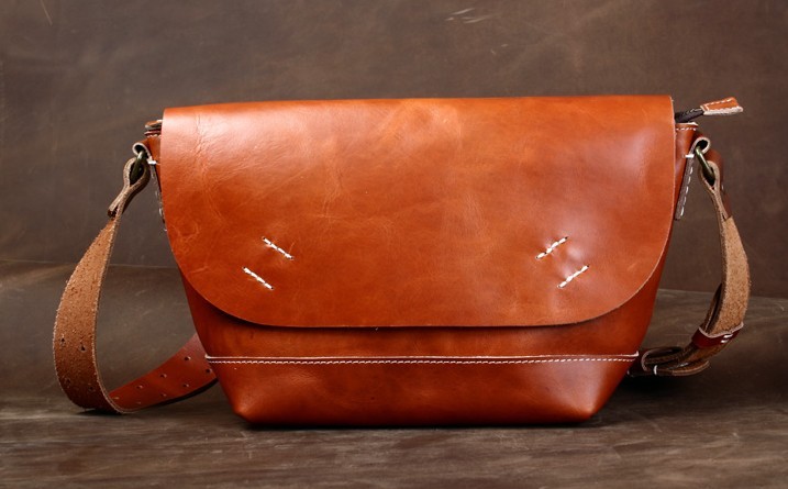 Leather messenger bag for school, man bag - BagsWish