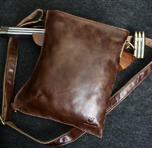 Leather messenger, leather shoulder bag men - BagsWish