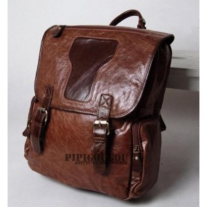 Retro notebook laptop bag coffee, brown leather vintage backpack - BagsWish