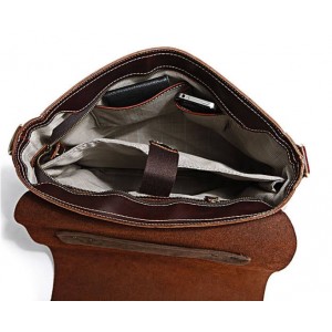 Leather laptop bag for men, leather flapover briefcase - BagsWish