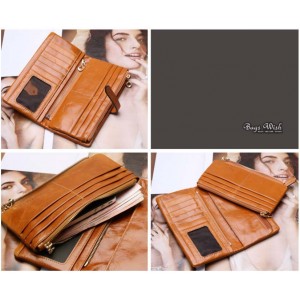 Ladies wallet leather, leather trifold wallet - BagsWish