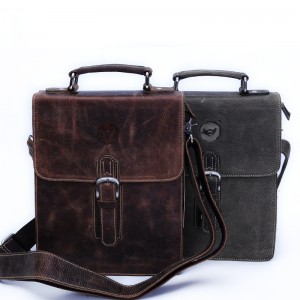 Mens leather messenger bag, vertical messenger bags - BagsWish