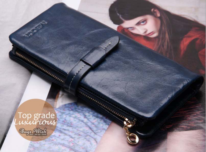 Ladies wallet leather, leather trifold wallet - BagsWish