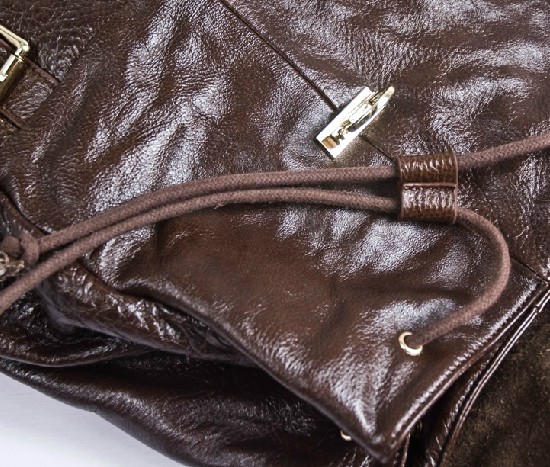 Leather knapsack, personalized drawstring backpack - BagsWish