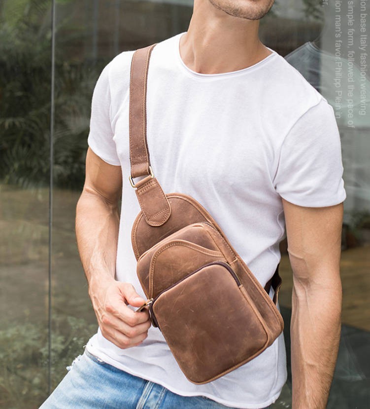 Latest Single Shoulder Bag, Real Leather Chest Pack - BagsWish