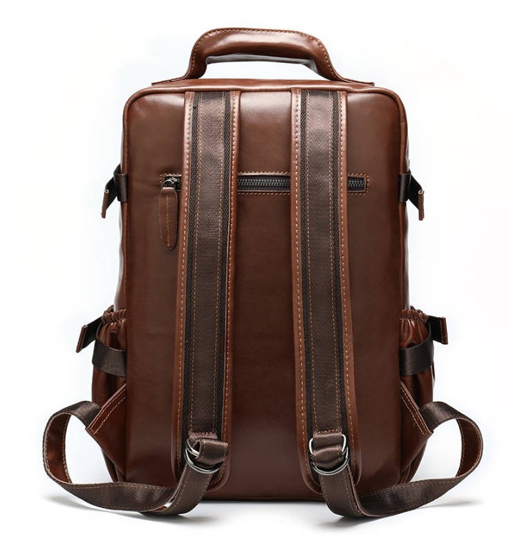 15 Inch Computer Rucksacks, Retro Real Leather Backpacks - BagsWish